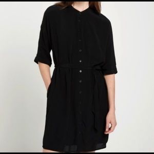 Frank and Oak Black Work Button Down Shirt Dress